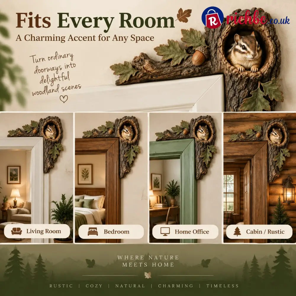 ⏰LAST DAY 49% OFF 🐿️ 3D Chipmunk Tree Hollow Door Topper | Woodland Animal Doorway Decor For Cozy Nature Homes