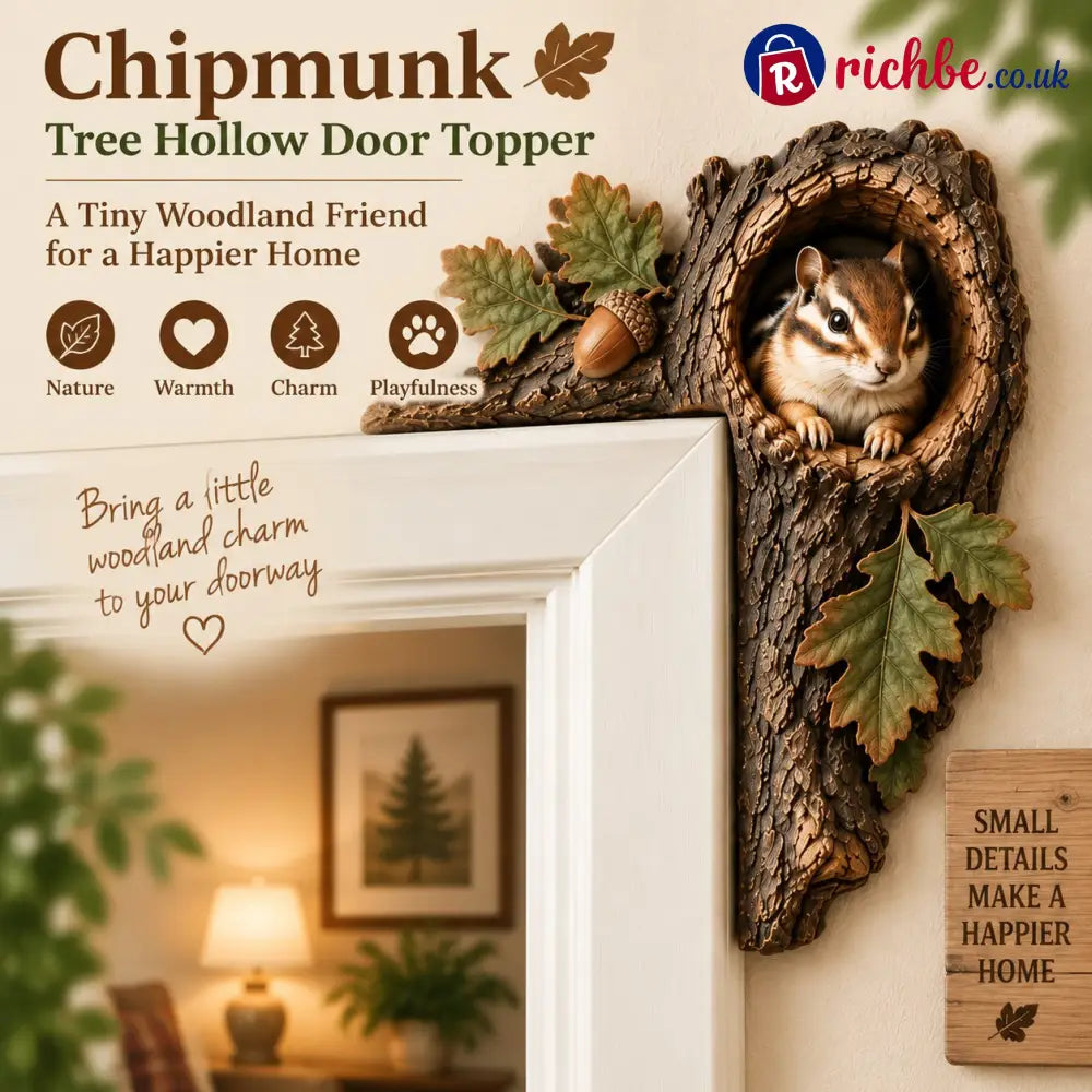 ⏰LAST DAY 49% OFF 🐿️ 3D Chipmunk Tree Hollow Door Topper | Woodland Animal Doorway Decor For Cozy Nature Homes