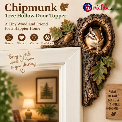 ⏰LAST DAY 49% OFF 🐿️ 3D Chipmunk Tree Hollow Door Topper | Woodland Animal Doorway Decor For Cozy Nature Homes