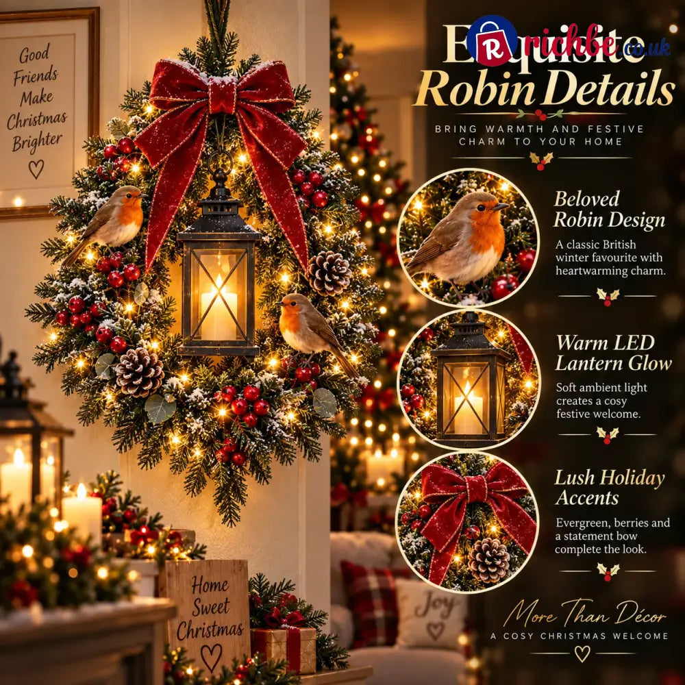 ✨Last Day 49% OFF✨🐦 A Robin Glow™ – Lighted Robin Christmas Wreath