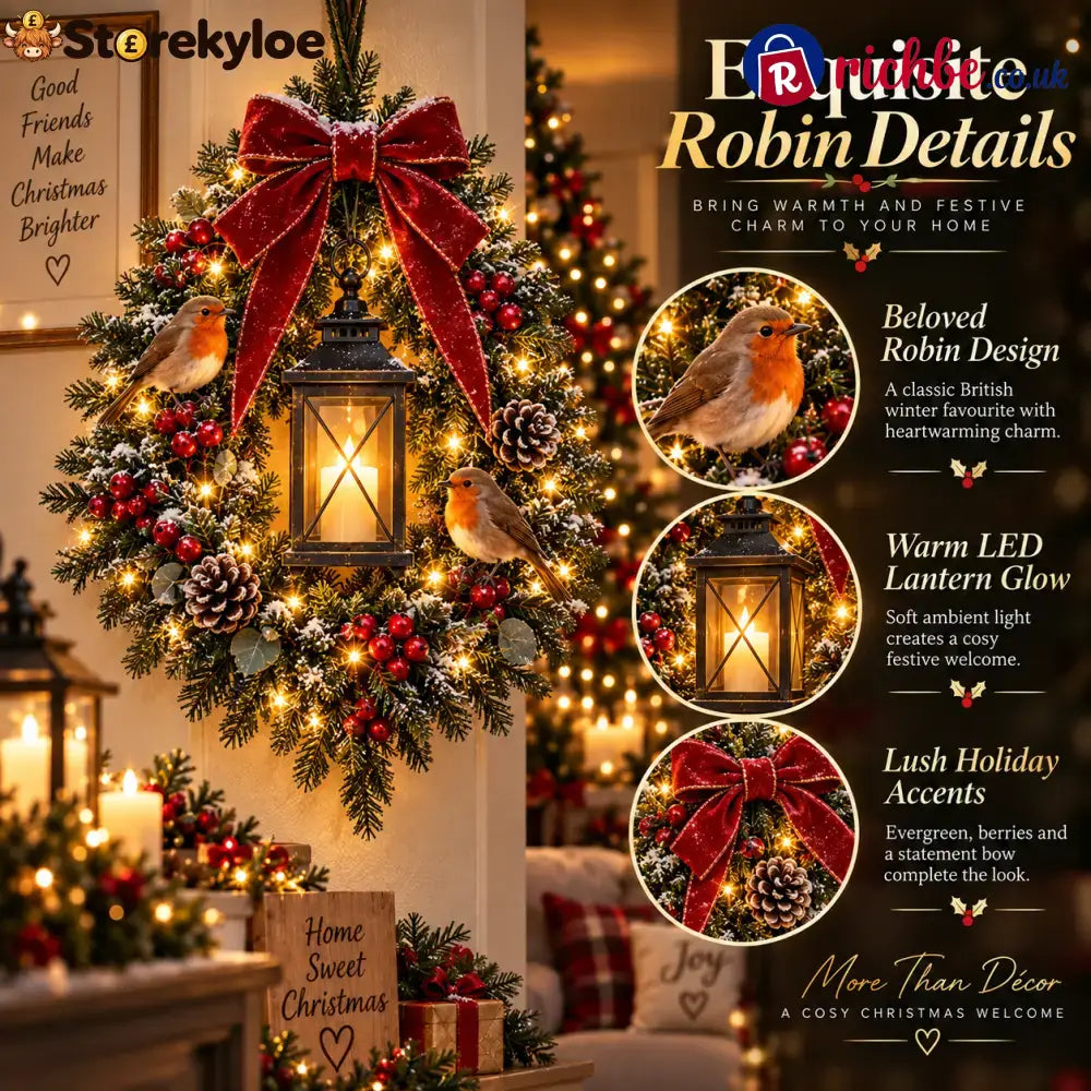 ✨Last Day 49% OFF✨🐦 A Robin Glow™ – Lighted Robin Christmas Wreath