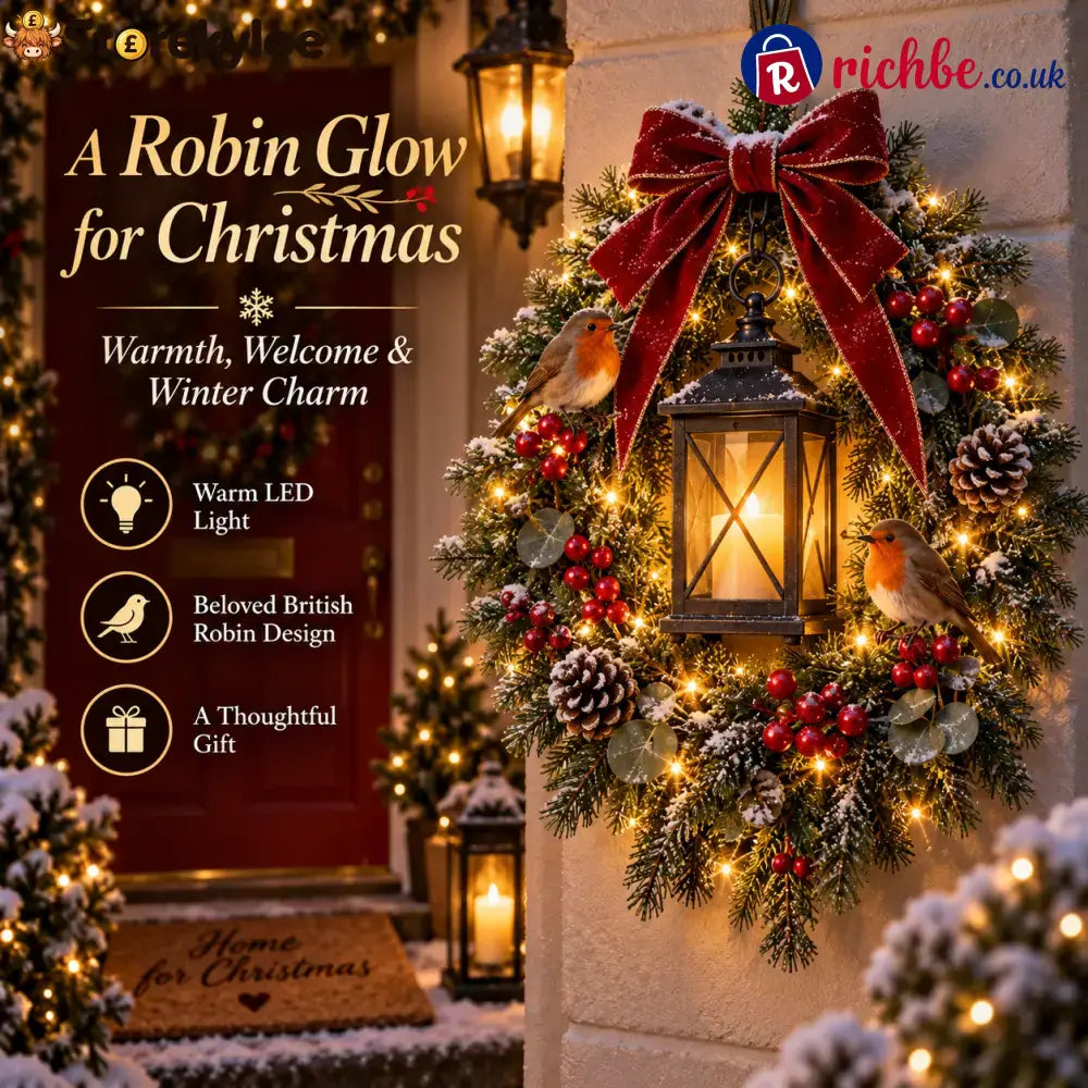 ✨Last Day 49% OFF✨🐦 A Robin Glow™ – Lighted Robin Christmas Wreath