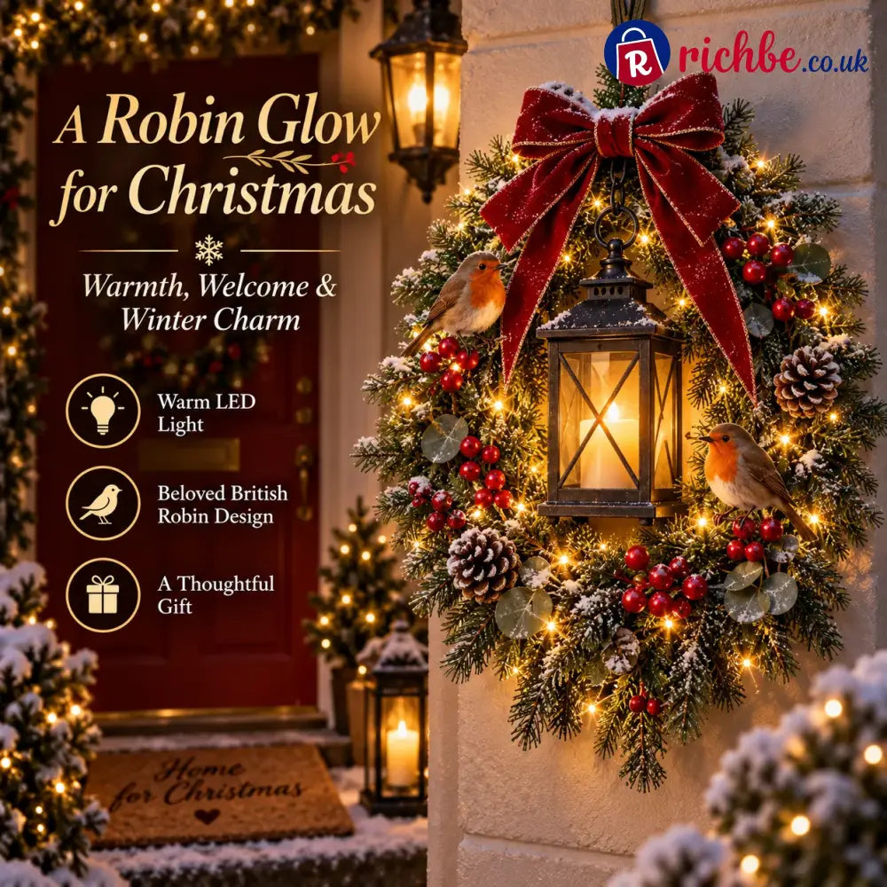 ✨Last Day 49% OFF✨🐦 A Robin Glow™ – Lighted Robin Christmas Wreath