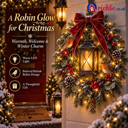 ✨Last Day 49% OFF✨🐦 A Robin Glow™ – Lighted Robin Christmas Wreath
