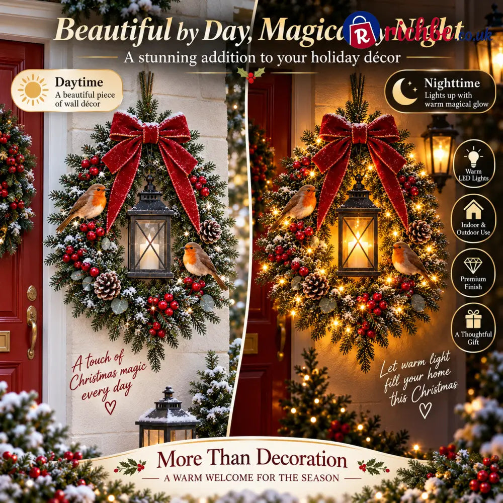 ✨Last Day 49% OFF✨🐦 A Robin Glow™ – Lighted Robin Christmas Wreath