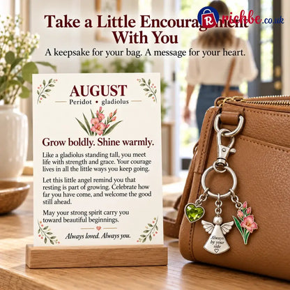 ⏳ Last Day 49% OFF, 👼 Always By Your Side: Birth Month Angel & Flower Keychain + Keepsake Card 🌸