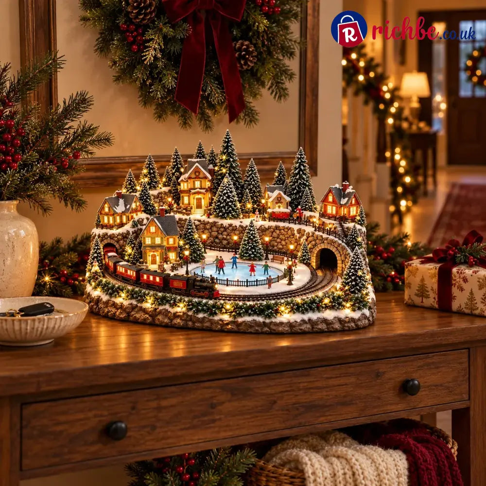 🔥 Last Day 49% Off 🔥 Animated Holiday Train & Ice Rink Scene ✨