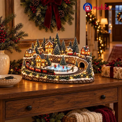 🔥 Last Day 49% Off 🔥 Animated Holiday Train & Ice Rink Scene ✨
