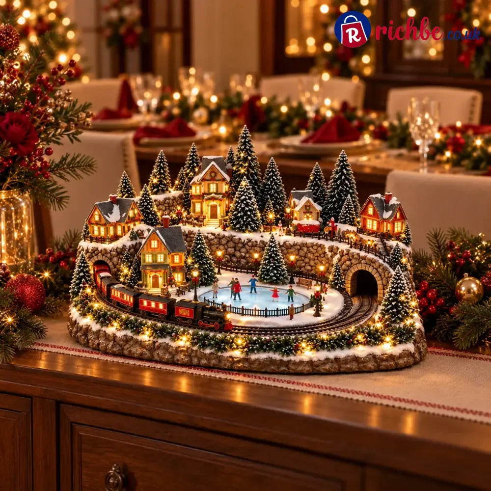 🔥 Last Day 49% Off 🔥 Animated Holiday Train & Ice Rink Scene ✨