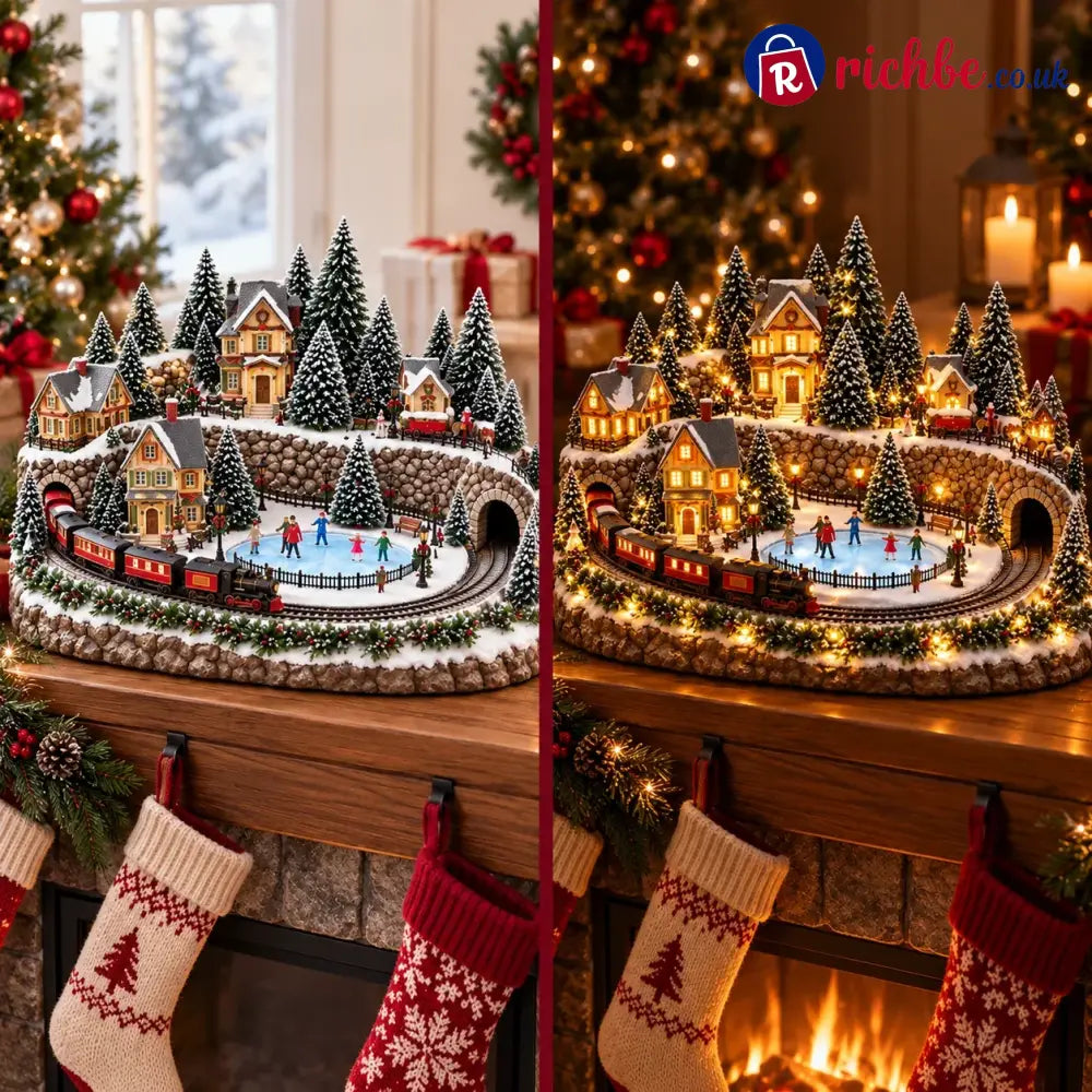 🔥 Last Day 49% Off 🔥 Animated Holiday Train & Ice Rink Scene ✨