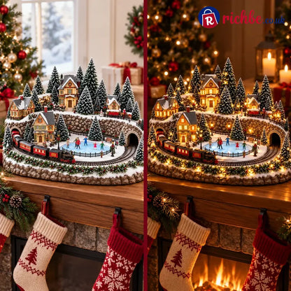 🔥 Last Day 49% Off 🔥 Animated Holiday Train & Ice Rink Scene ✨