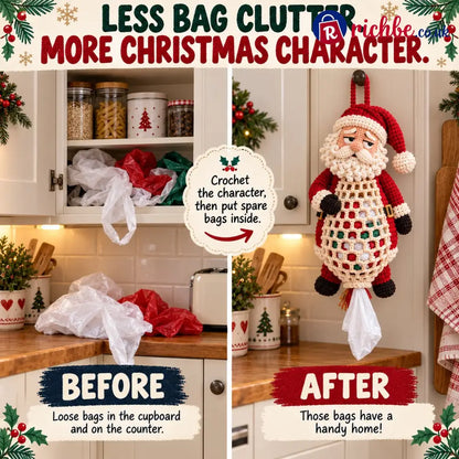⏳ Last Day 49% OFF – 🧶 Beginner-Friendly Christmas Crochet Bag Holder DIY Kit | 4 Festive Designs with Yarn Tools &