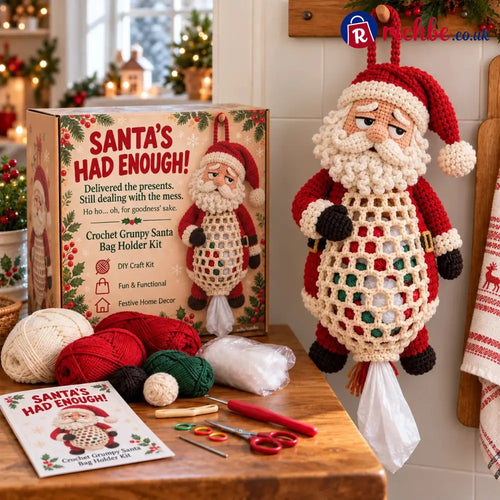⏳ Last Day 49% OFF – 🧶 Beginner-Friendly Christmas Crochet Bag Holder DIY Kit | 4 Festive Designs with Yarn Tools &