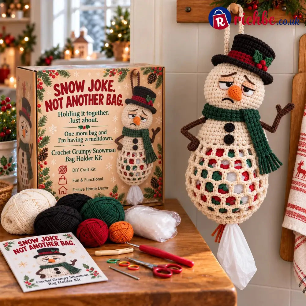 ⏳ Last Day 49% OFF – 🧶 Beginner-Friendly Christmas Crochet Bag Holder DIY Kit | 4 Festive Designs with Yarn Tools &