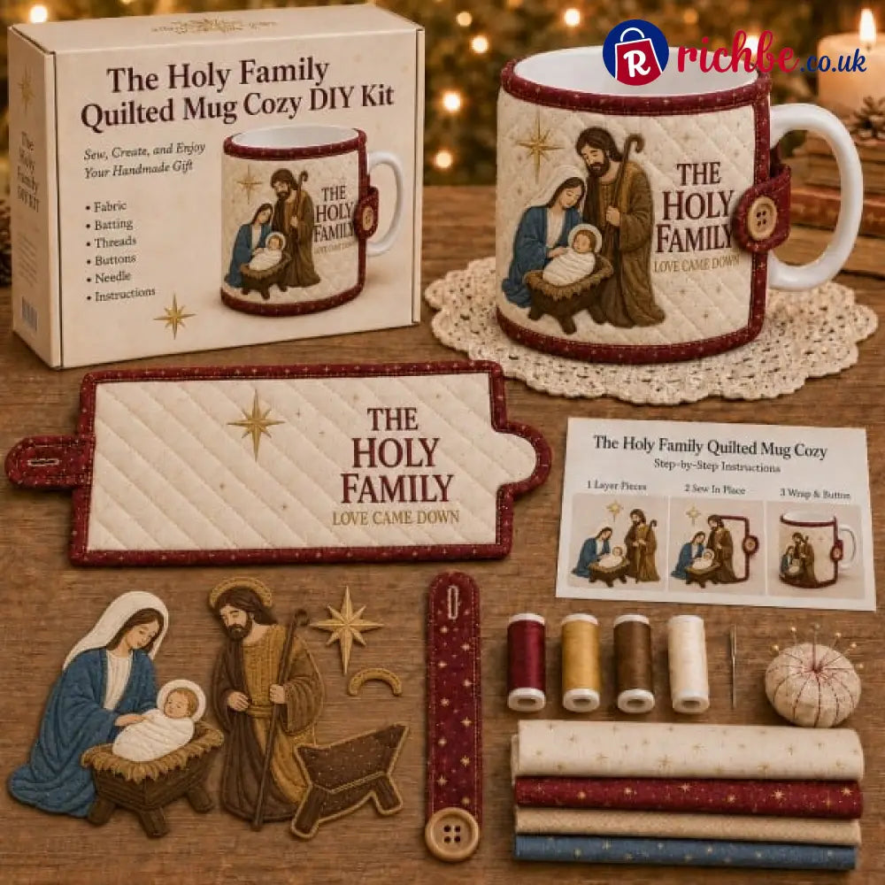 ⏳ Last Day 49% OFF – ✝️ Beginner-Friendly Christmas Faith Mug Cozy Sewing Kit | 6 Christian-Inspired Designs with