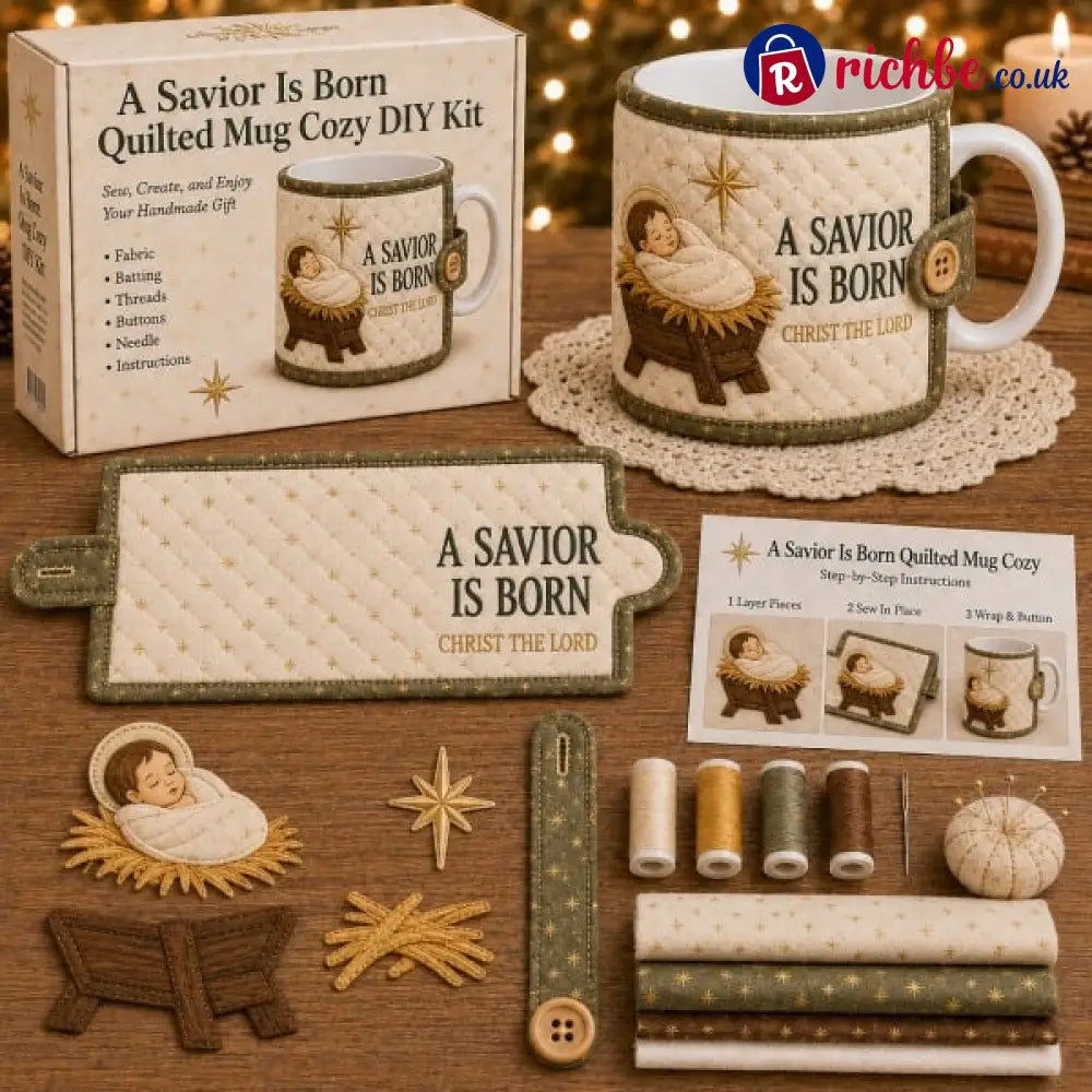 ⏳ Last Day 49% OFF – ✝️ Beginner-Friendly Christmas Faith Mug Cozy Sewing Kit | 6 Christian-Inspired Designs with