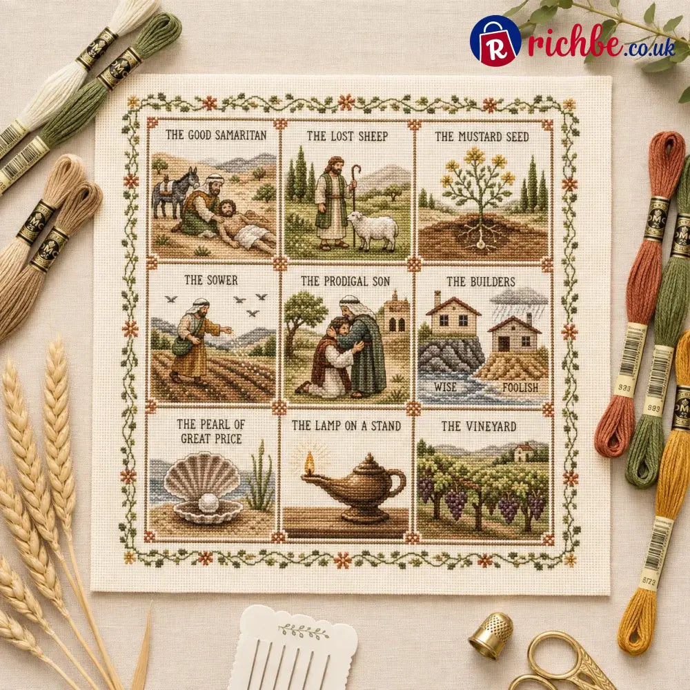⏳ Last Day 49% OFF – ✝️ Beginner-Friendly Life of Jesus Bible Story Cross Stitch DIY Kit | 6 Biblical Collections with