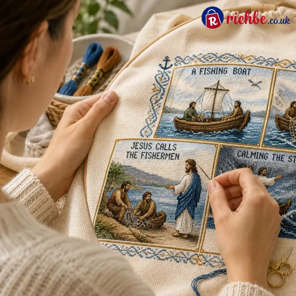 ⏳ Last Day 49% OFF – ✝️ Beginner-Friendly Life of Jesus Bible Story Cross Stitch DIY Kit | 6 Biblical Collections with