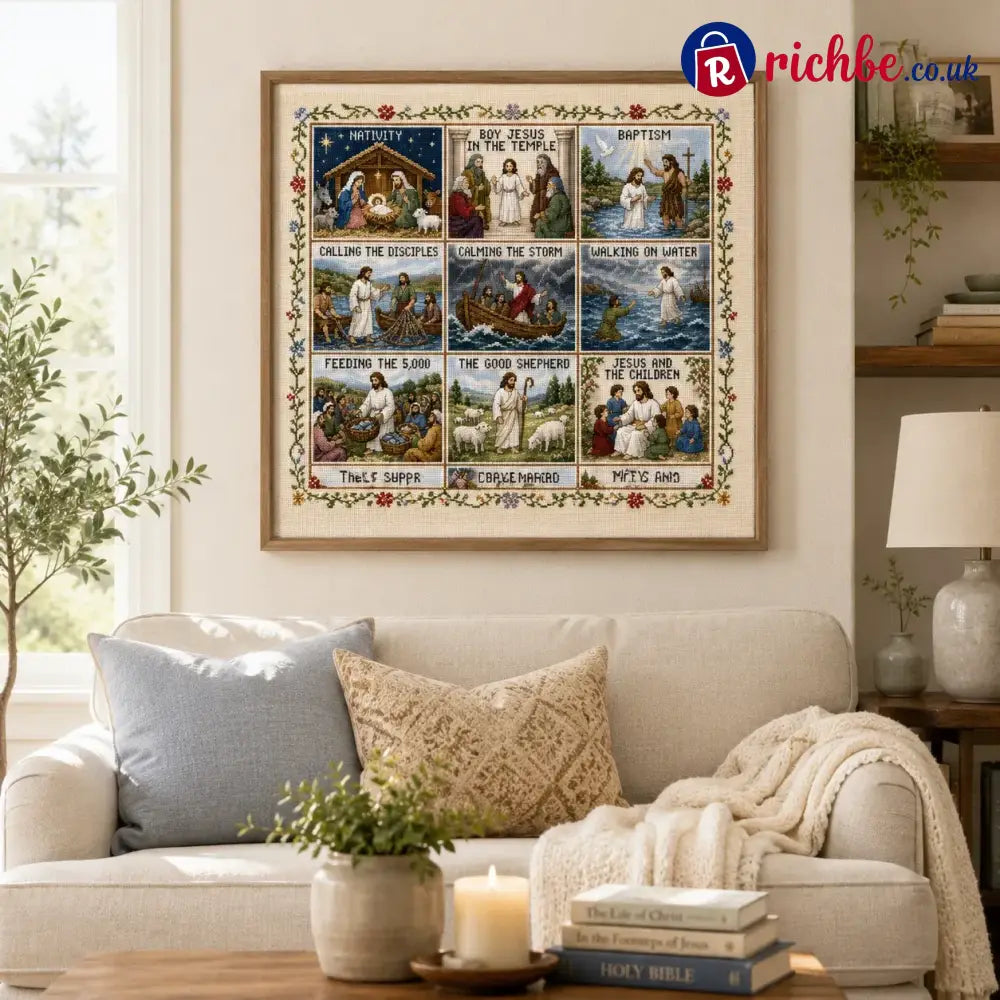⏳ Last Day 49% OFF – ✝️ Beginner-Friendly Life of Jesus Bible Story Cross Stitch DIY Kit | 6 Biblical Collections with