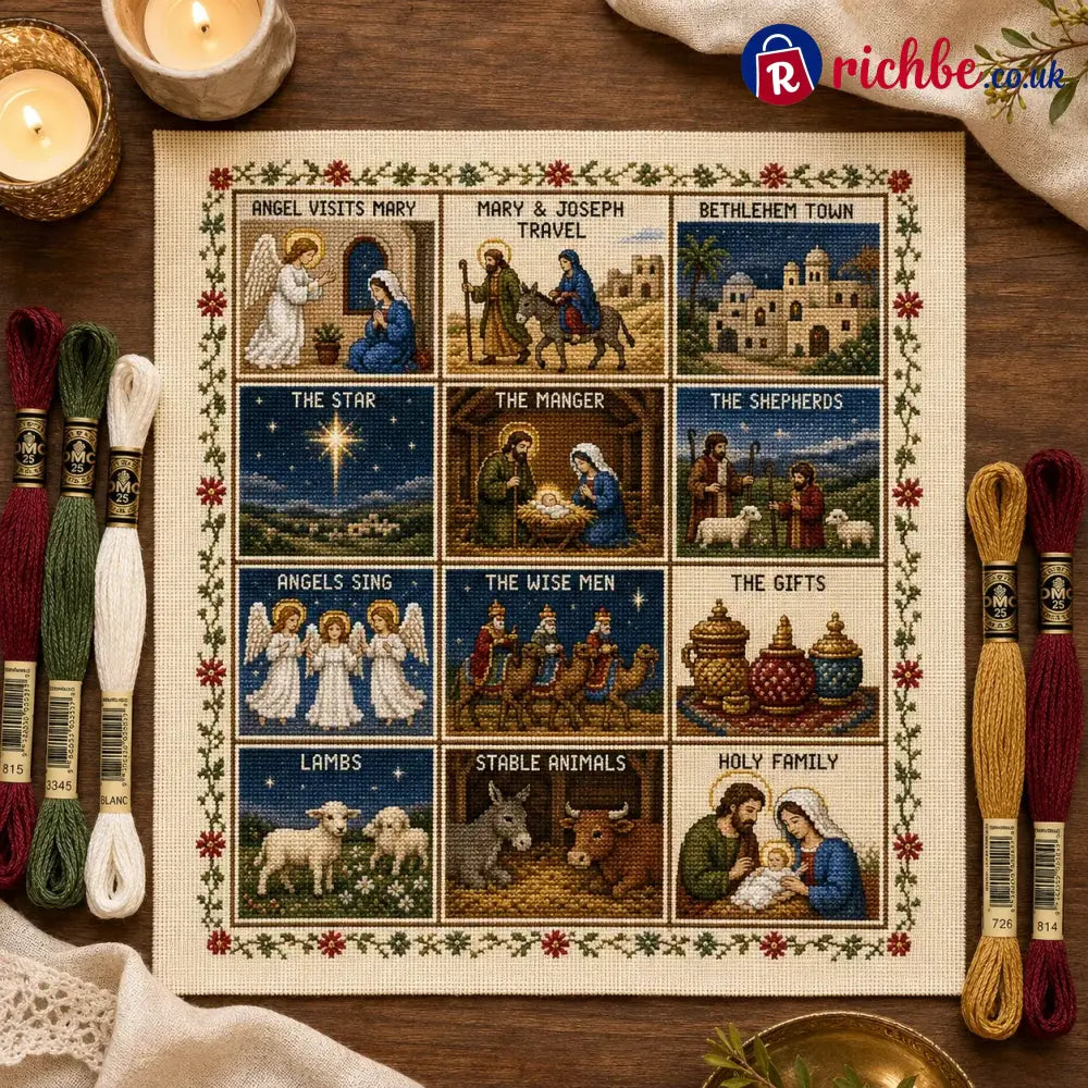 ⏳ Last Day 49% OFF – ✝️ Beginner-Friendly Life of Jesus Bible Story Cross Stitch DIY Kit | 6 Biblical Collections with
