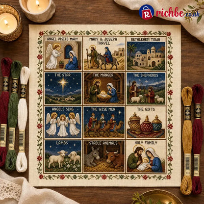 ⏳ Last Day 49% OFF – ✝️ Beginner-Friendly Life of Jesus Bible Story Cross Stitch DIY Kit | 6 Biblical Collections with