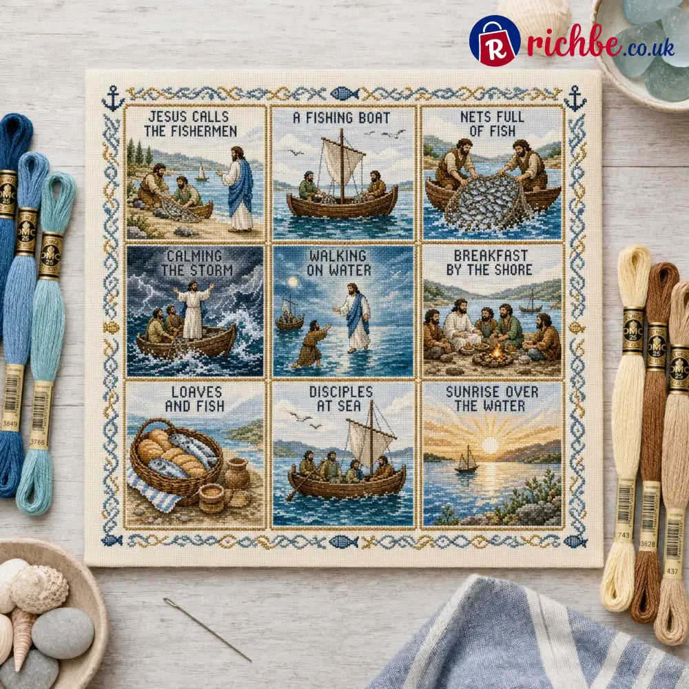 ⏳ Last Day 49% OFF – ✝️ Beginner-Friendly Life of Jesus Bible Story Cross Stitch DIY Kit | 6 Biblical Collections with