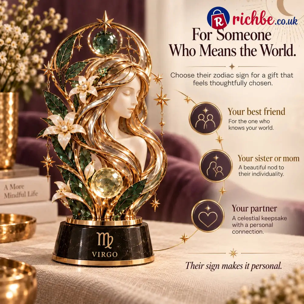 ⏳ Last Day 49% OFF – 🌙 Celestial Zodiac Sculpture | 12 Jewel-Like Zodiac Designs with Golden Details ✨