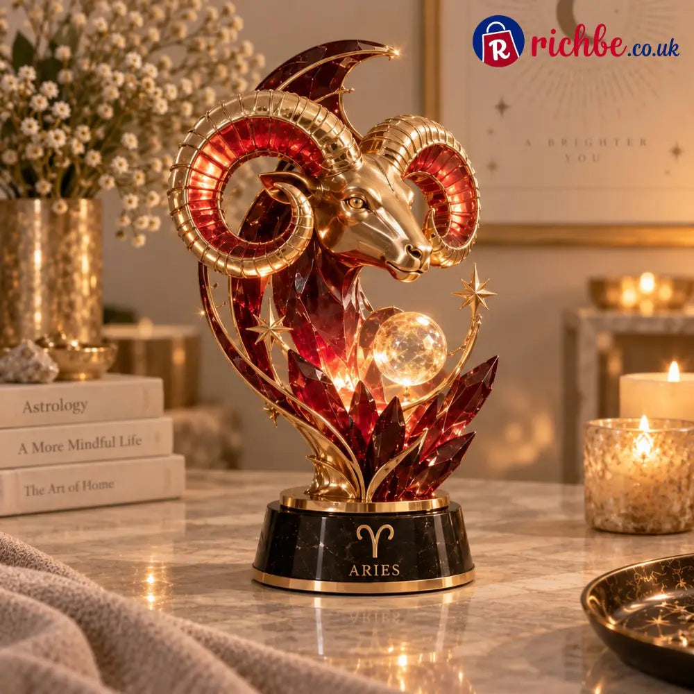 ⏳ Last Day 49% OFF – 🌙 Celestial Zodiac Sculpture | 12 Jewel-Like Zodiac Designs with Golden Details ✨ - ♈ Aries