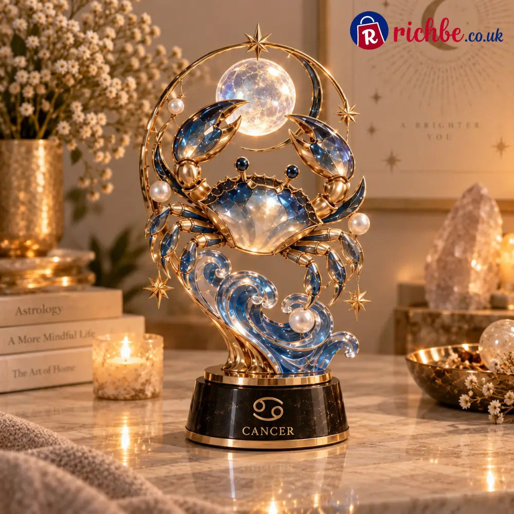 ⏳ Last Day 49% OFF – 🌙 Celestial Zodiac Sculpture | 12 Jewel-Like Zodiac Designs with Golden Details ✨ - ♋ Cancer