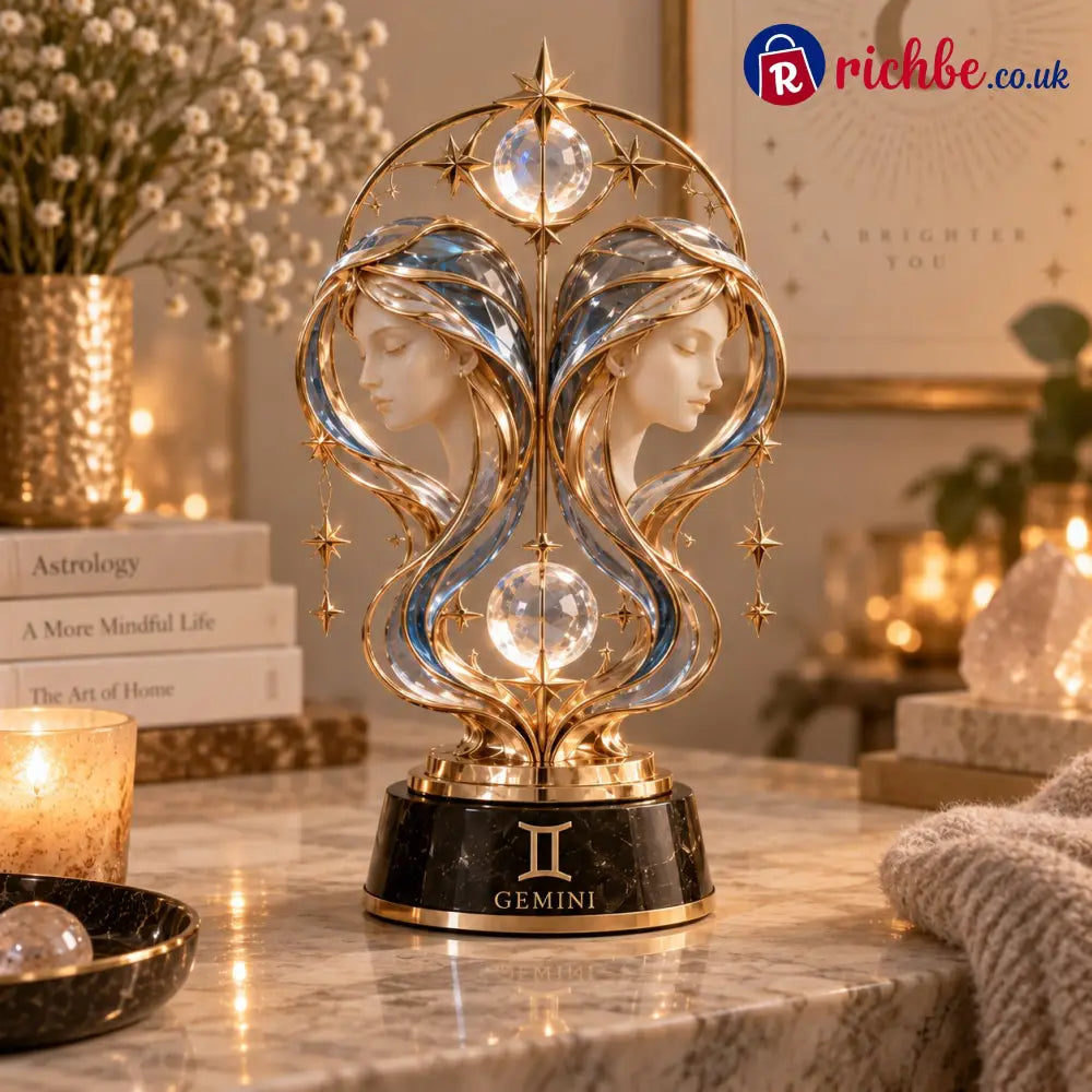 ⏳ Last Day 49% OFF – 🌙 Celestial Zodiac Sculpture | 12 Jewel-Like Zodiac Designs with Golden Details ✨ - ♊ Gemini