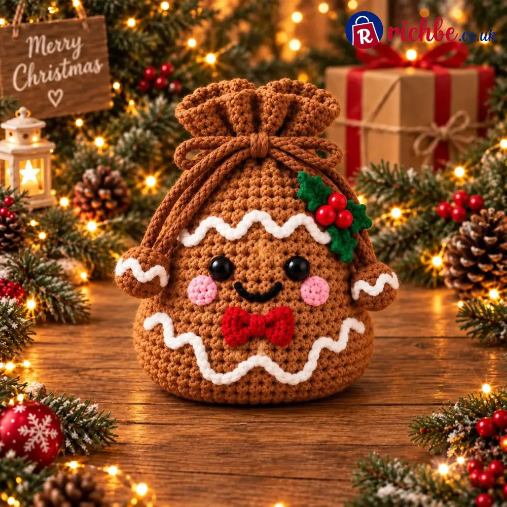 ⏰Last Day 49% OFF - 🎄 Christmas Crochet Character Gift Pouch | Reusable Drawstring Gift Bag, 12 Festive Designs - 🍪