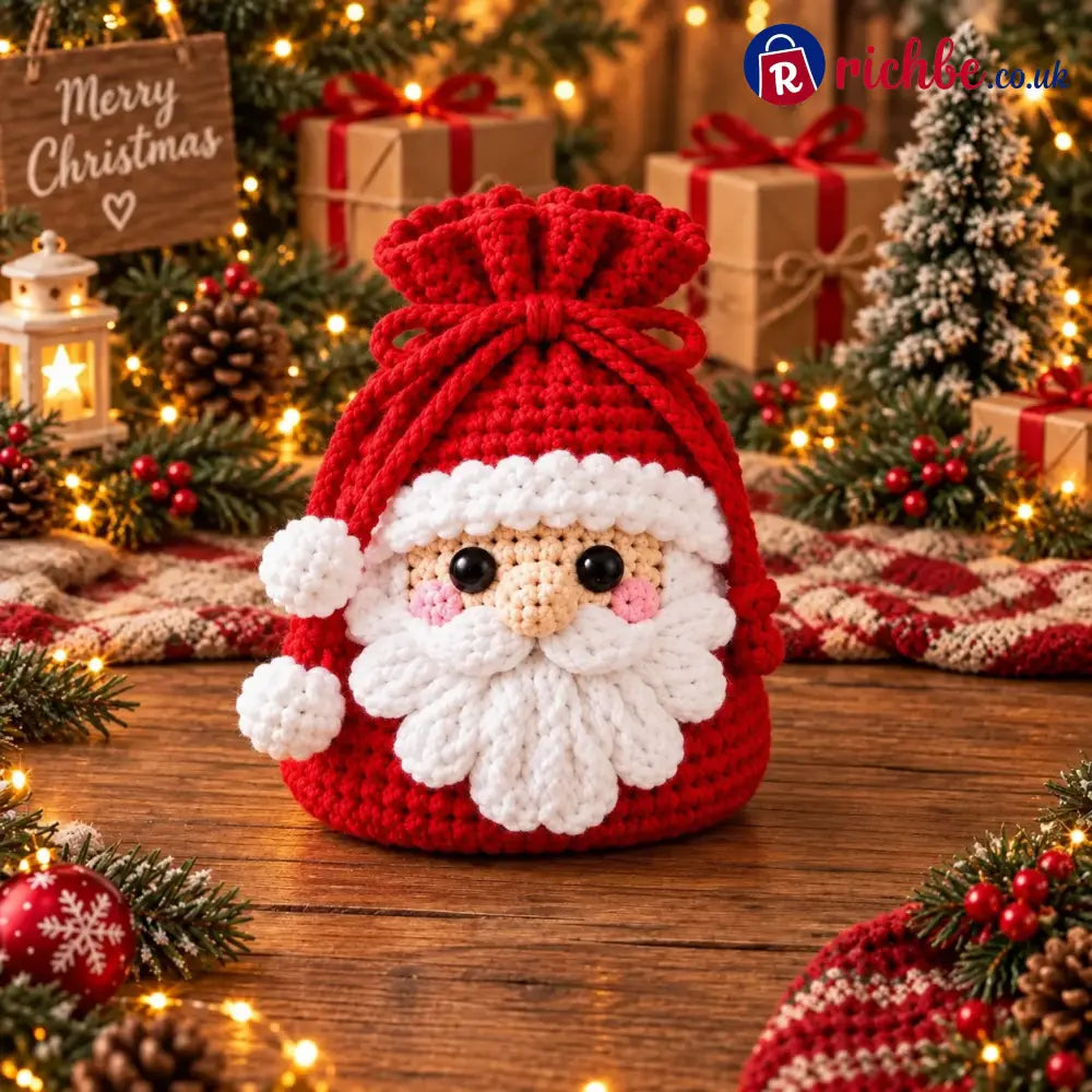 ⏰Last Day 49% OFF - 🎄 Christmas Crochet Character Gift Pouch | Reusable Drawstring Gift Bag, 12 Festive Designs - 🎅