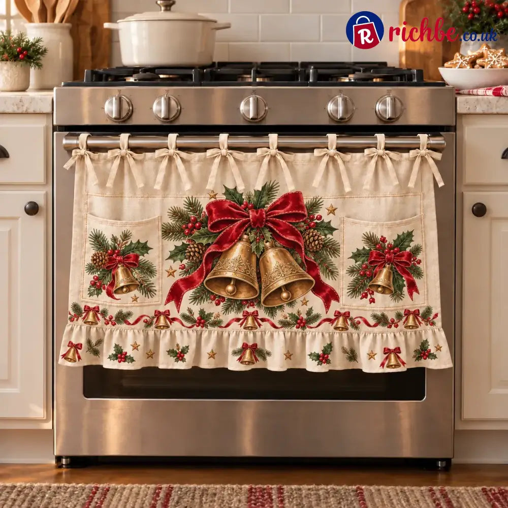 ⏳ Last Day 49% Off – 🎄 Christmas Kitchen Tie-on Skirt | Festive Holiday Designs With Pockets & Ruffled Trim ✨ - 🔔