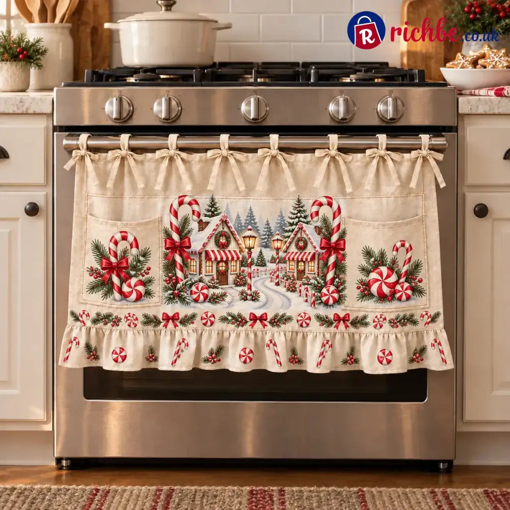 ⏳ Last Day 49% Off – 🎄 Christmas Kitchen Tie-on Skirt | Festive Holiday Designs With Pockets & Ruffled Trim ✨ - 🍬 Candy