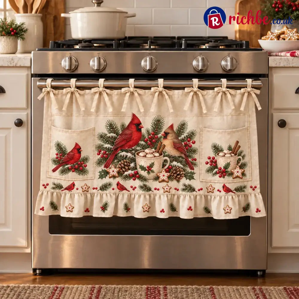 ⏳ Last Day 49% Off – 🎄 Christmas Kitchen Tie-on Skirt | Festive Holiday Designs With Pockets & Ruffled Trim ✨ - 🐦