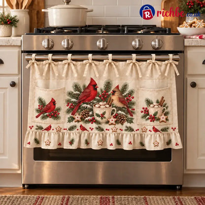 ⏳ Last Day 49% Off – 🎄 Christmas Kitchen Tie-on Skirt | Festive Holiday Designs With Pockets & Ruffled Trim ✨ - 🐦