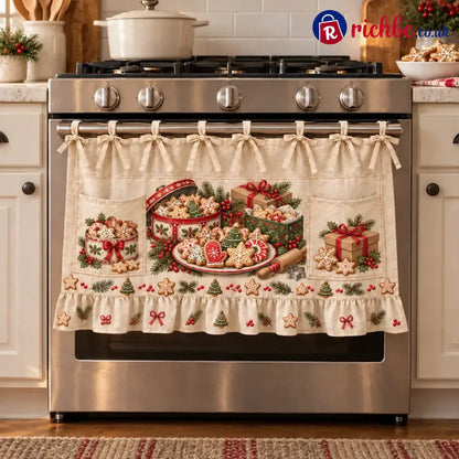 ⏳ Last Day 49% Off – 🎄 Christmas Kitchen Tie-on Skirt | Festive Holiday Designs With Pockets & Ruffled Trim ✨ - 🥨