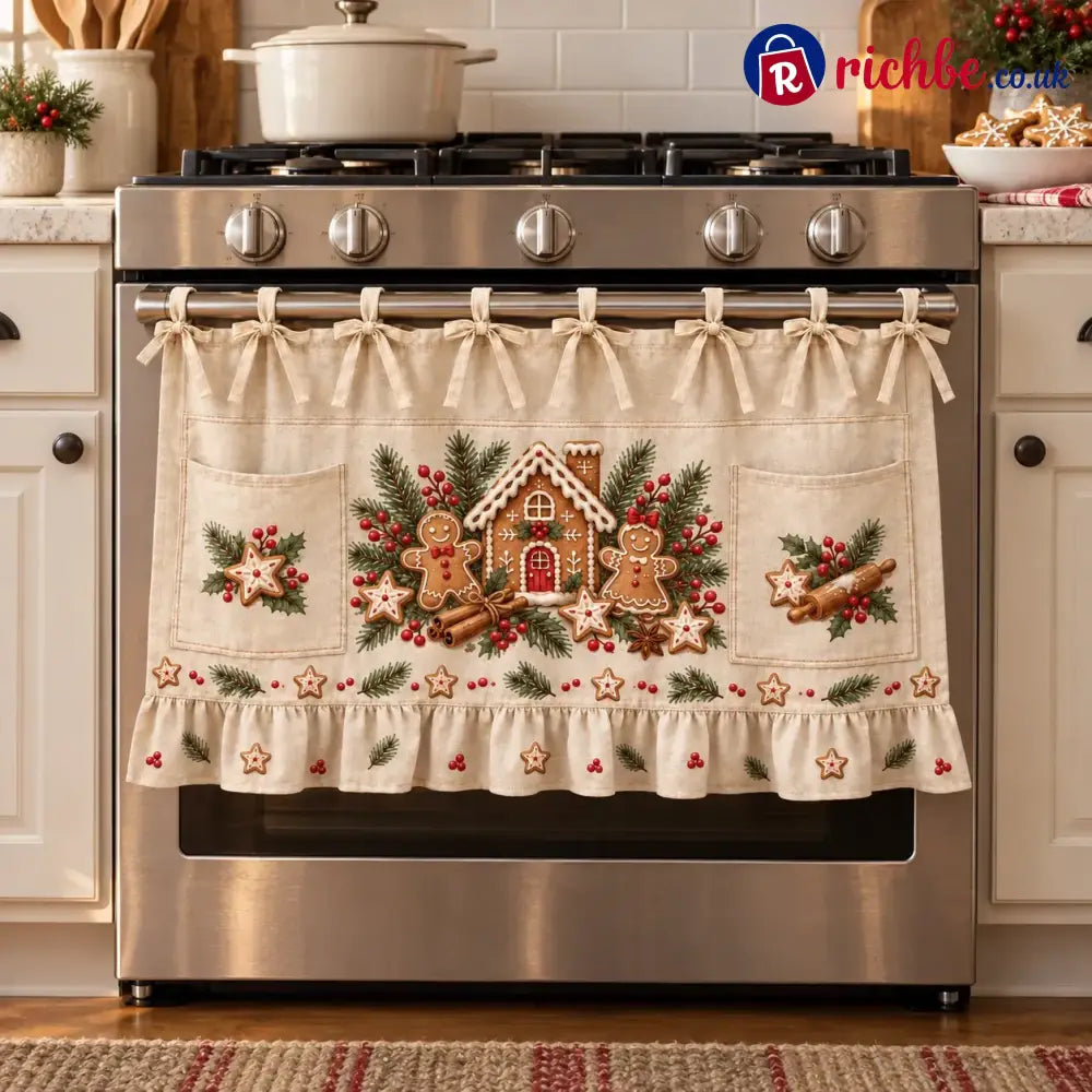 ⏳ Last Day 49% Off – 🎄 Christmas Kitchen Tie-on Skirt | Festive Holiday Designs With Pockets & Ruffled Trim ✨ - 🍪