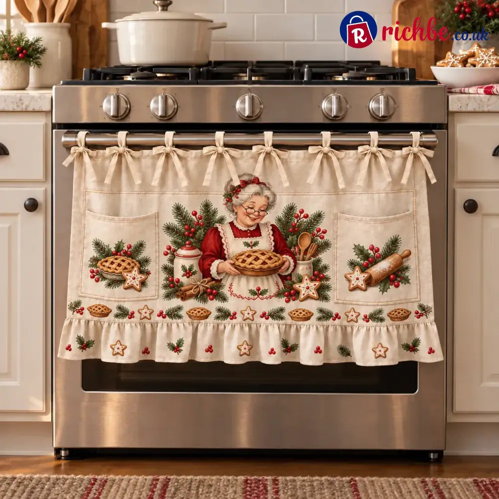 ⏳ Last Day 49% Off – 🎄 Christmas Kitchen Tie-on Skirt | Festive Holiday Designs With Pockets & Ruffled Trim ✨ - 🥧 Mrs.