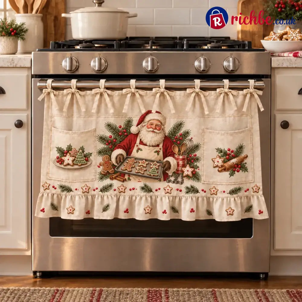 ⏳ Last Day 49% Off – 🎄 Christmas Kitchen Tie-on Skirt | Festive Holiday Designs With Pockets & Ruffled Trim ✨ - 🎅