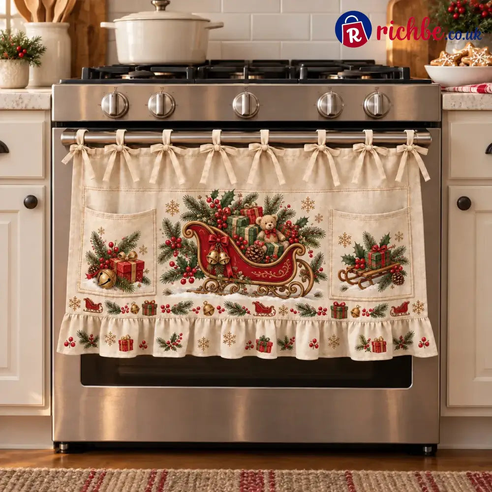 ⏳ Last Day 49% Off – 🎄 Christmas Kitchen Tie-on Skirt | Festive Holiday Designs With Pockets & Ruffled Trim ✨ - 🛷