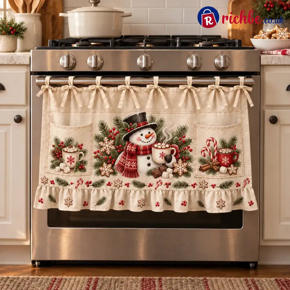 ⏳ Last Day 49% Off – 🎄 Christmas Kitchen Tie-on Skirt | Festive Holiday Designs With Pockets & Ruffled Trim ✨ - ⛄