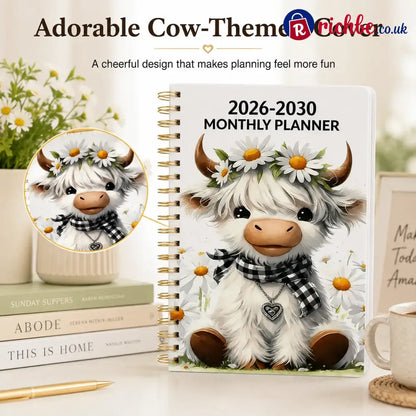 🐮 LAST DAY 49% OFF – Cute Cow 5-Year Planner 2026–2030 | Monthly Organizer with Farmhouse Cover, Goal Tracking Pages & Long-Term Planning Layout ✨