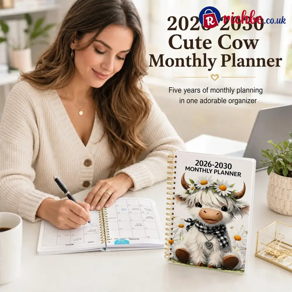 🐮 LAST DAY 49% OFF – Cute Cow 5-Year Planner 2026–2030 | Monthly Organizer with Farmhouse Cover, Goal Tracking Pages & Long-Term Planning Layout ✨