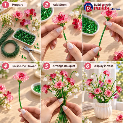 ⏳ Last Day 49% OFF –🌼✨DIY Beaded Wildflower Bouquet Kit – Handmade Crystal Flower Craft Set🌸✨