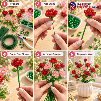 ⏳ Last Day 49% OFF –🌼✨DIY Beaded Wildflower Bouquet Kit – Handmade Crystal Flower Craft Set🌸✨