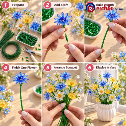 ⏳ Last Day 49% OFF –🌼✨DIY Beaded Wildflower Bouquet Kit – Handmade Crystal Flower Craft Set🌸✨