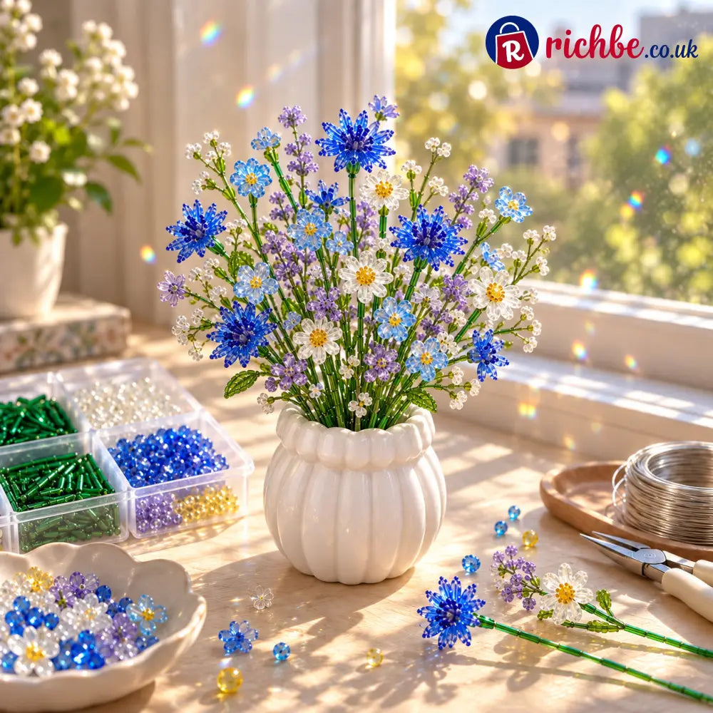 ⏳ Last Day 49% OFF –🌼✨DIY Beaded Wildflower Bouquet Kit – Handmade Crystal Flower Craft Set🌸✨ - ✨Bluebell Meadow