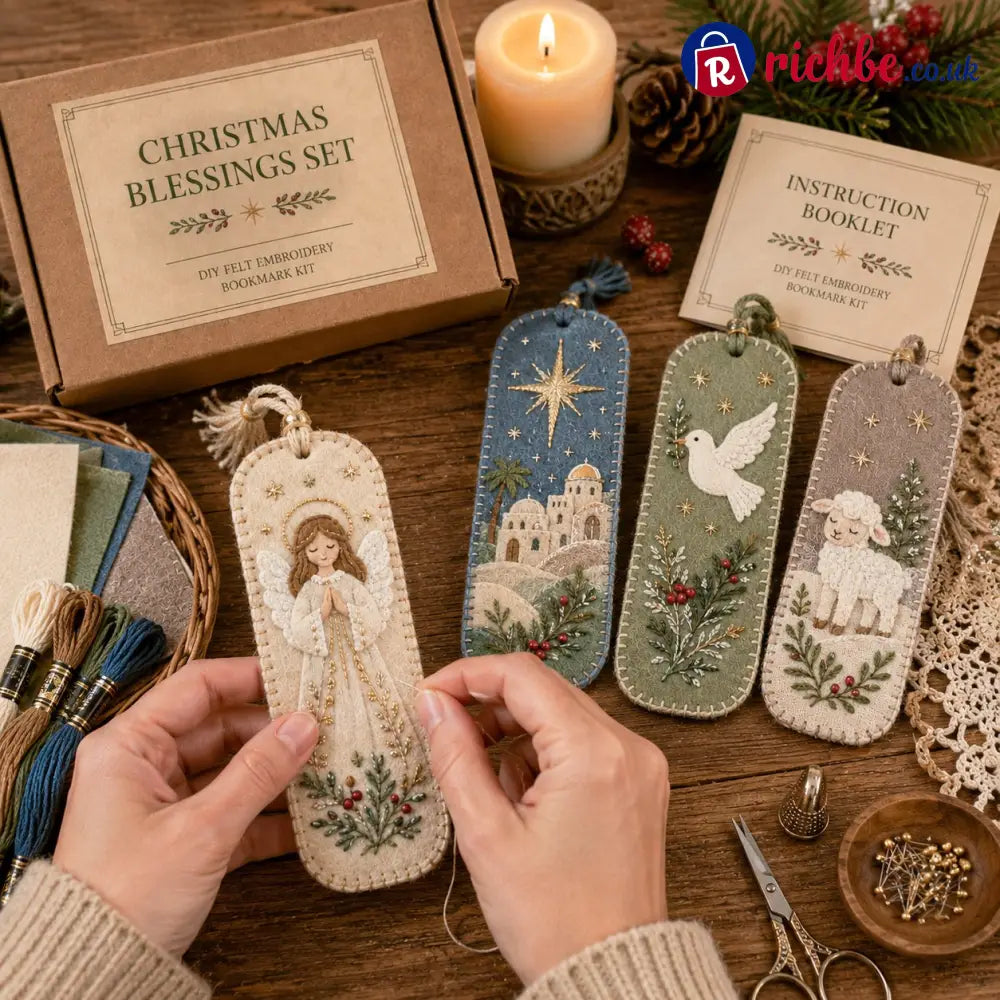 ⏳ Last Day 49% OFF – 🎄 DIY Felt Embroidery Bookmark Kit