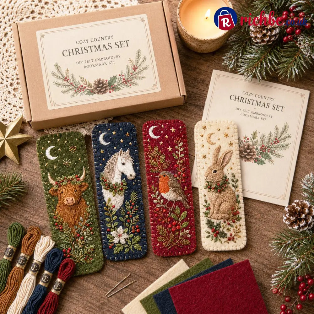 ⏳ Last Day 49% OFF – 🎄 DIY Felt Embroidery Bookmark Kit